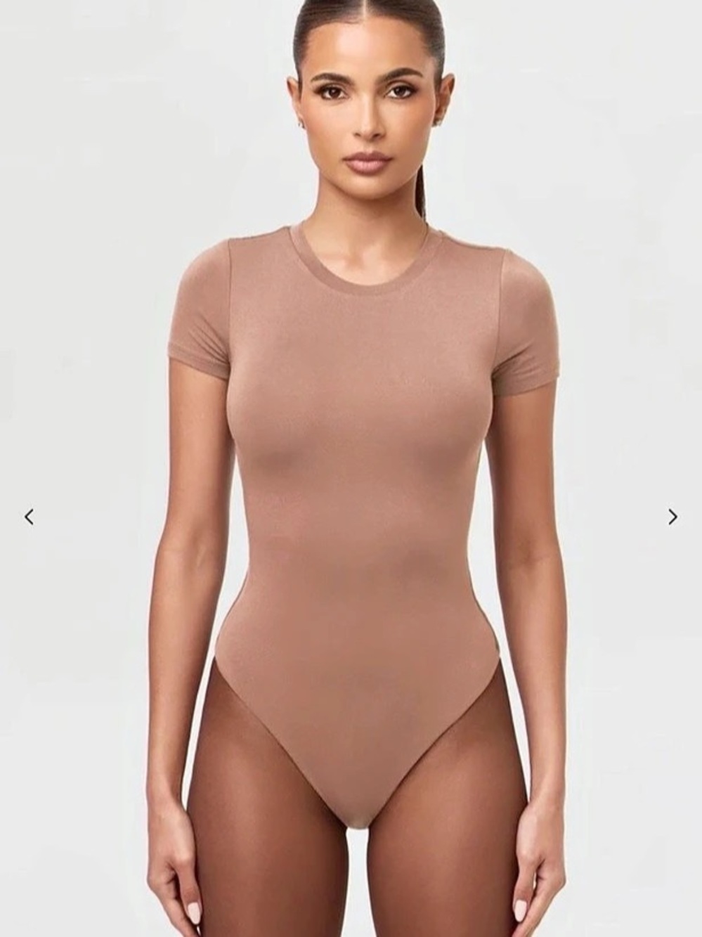 Naked Wardrobe Smooth Crewneck Tee Bodysuit Brown